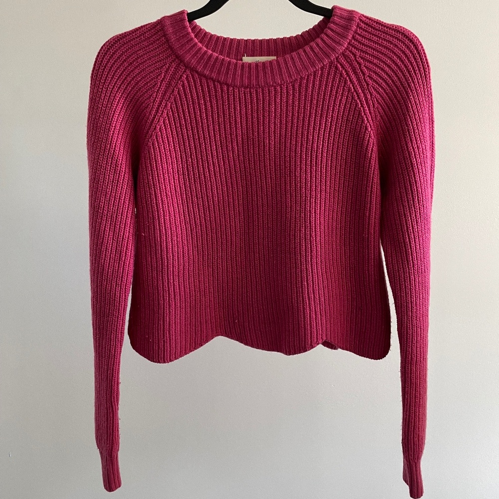Wilfred Sardou Hot Pink Scalloped Sweater